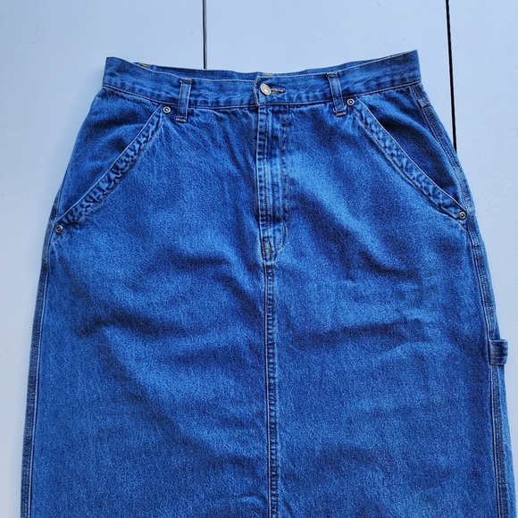 Vintage Route 66 Women's MAXI Denim JEAN Skirt Blue Pockets Sz 11/12 Sk8 - Picture 3 of 11